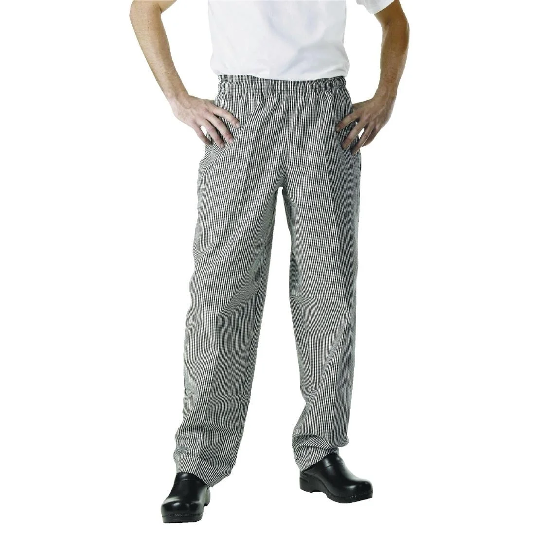 Chef Works Essential Baggy Pants Small Black Check - Image 3