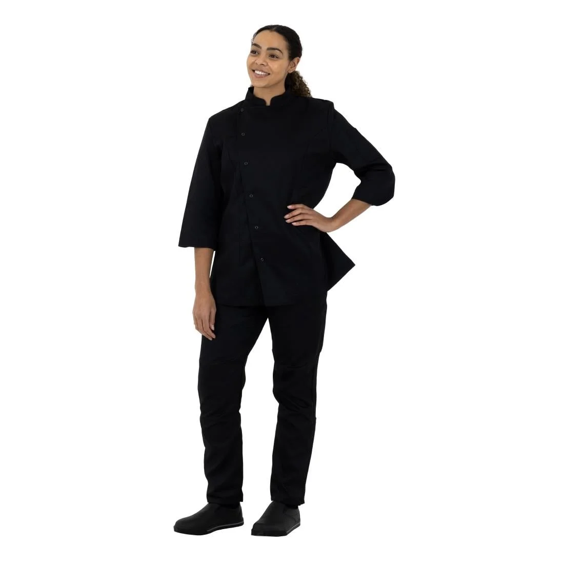 Whites Vegas Unisex Black Short Sleeve Chef Jacket - Image 3