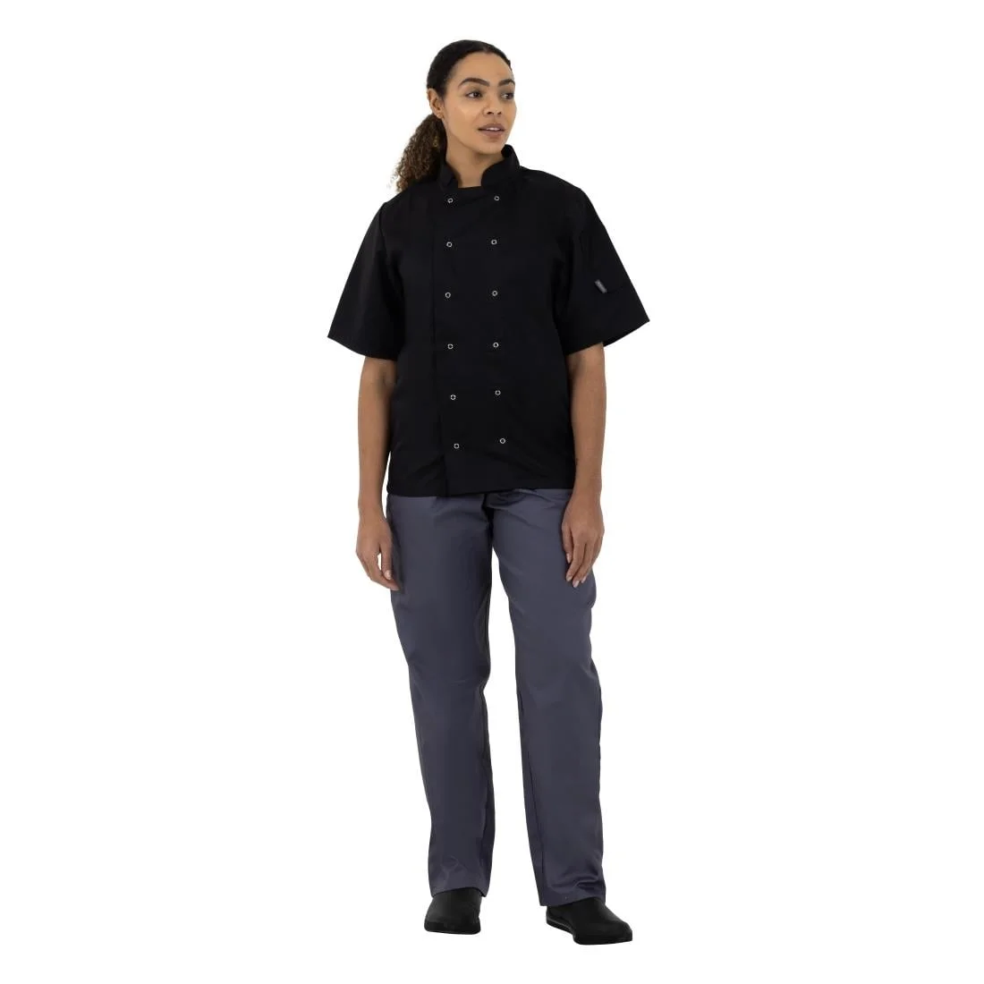 Whites Vegas Unisex Black Short Sleeve Chef Jacket - Image 4