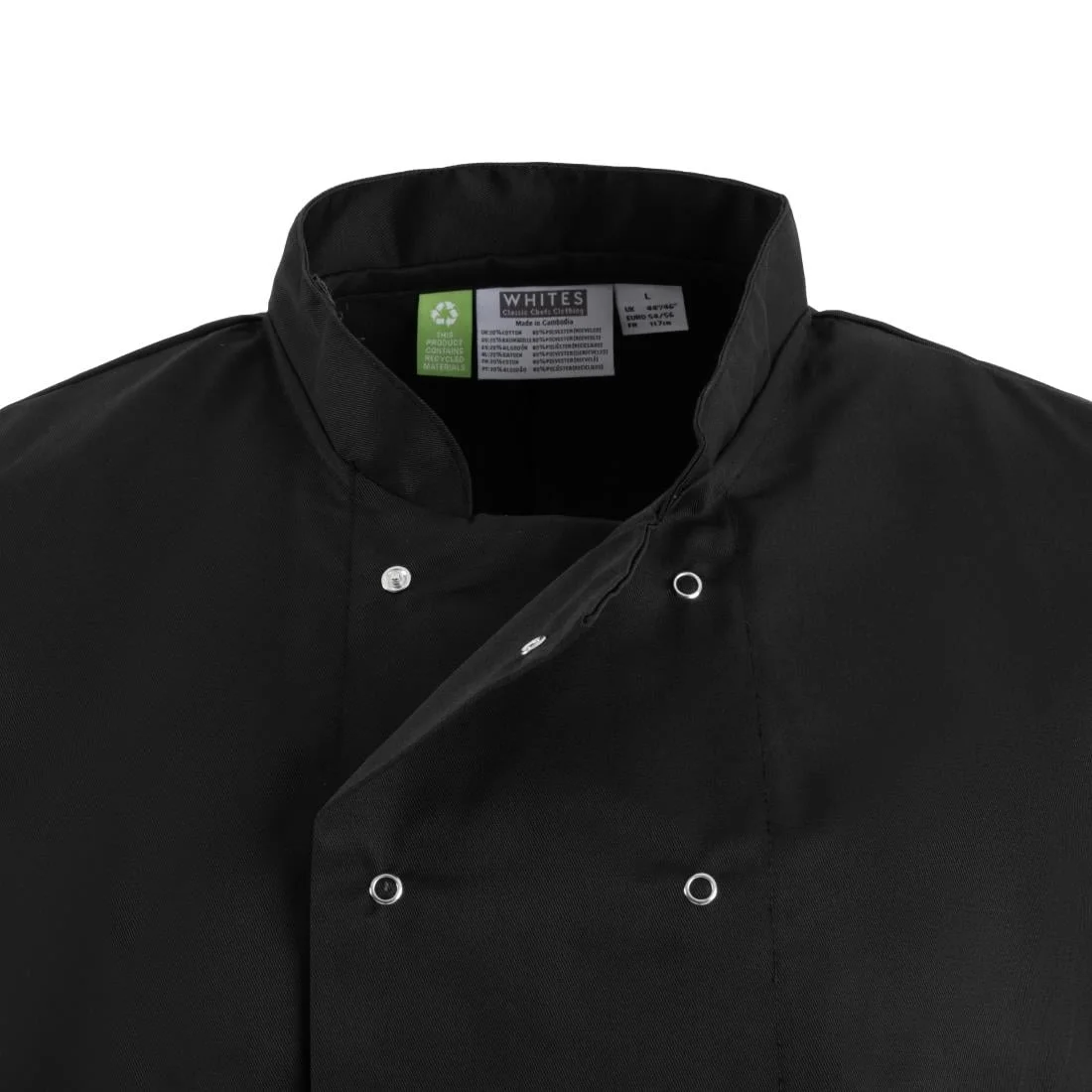 Whites Vegas Unisex Black Short Sleeve Chef Jacket - Image 10