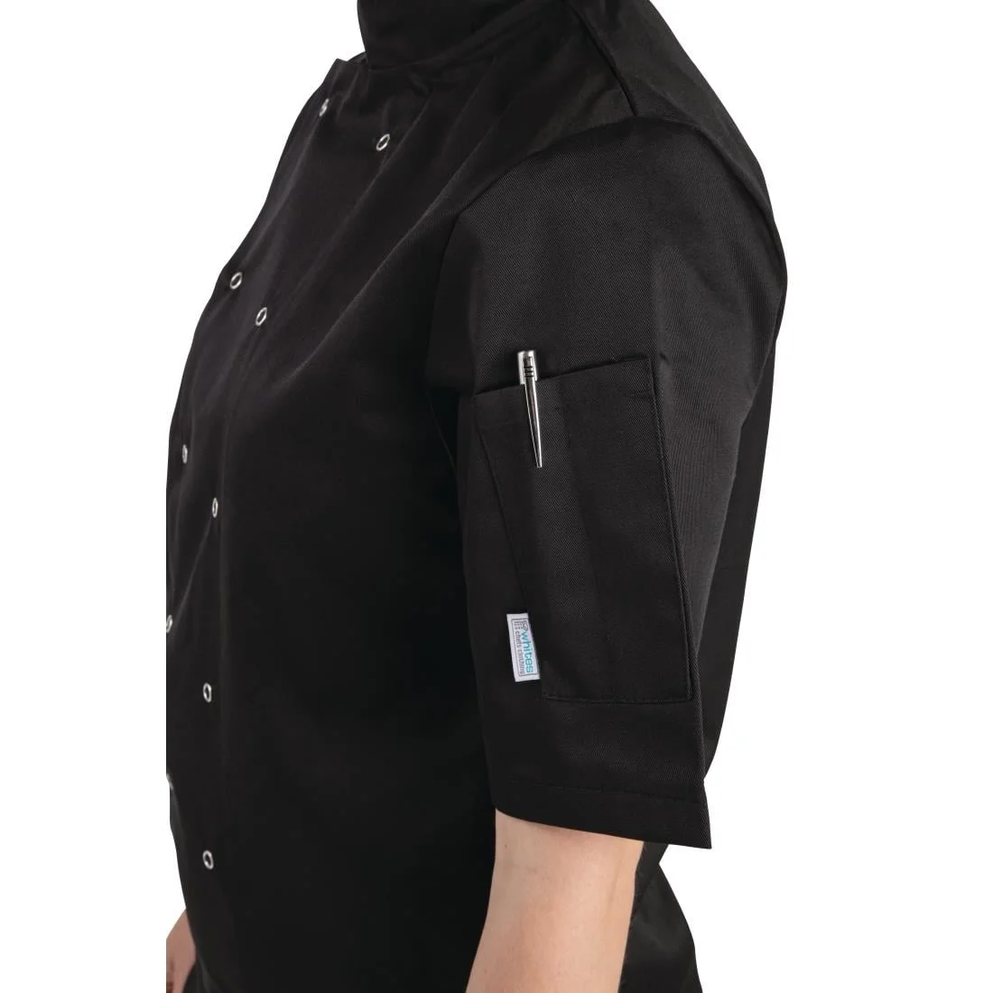 Whites Vegas Unisex Black Short Sleeve Chef Jacket - Image 12