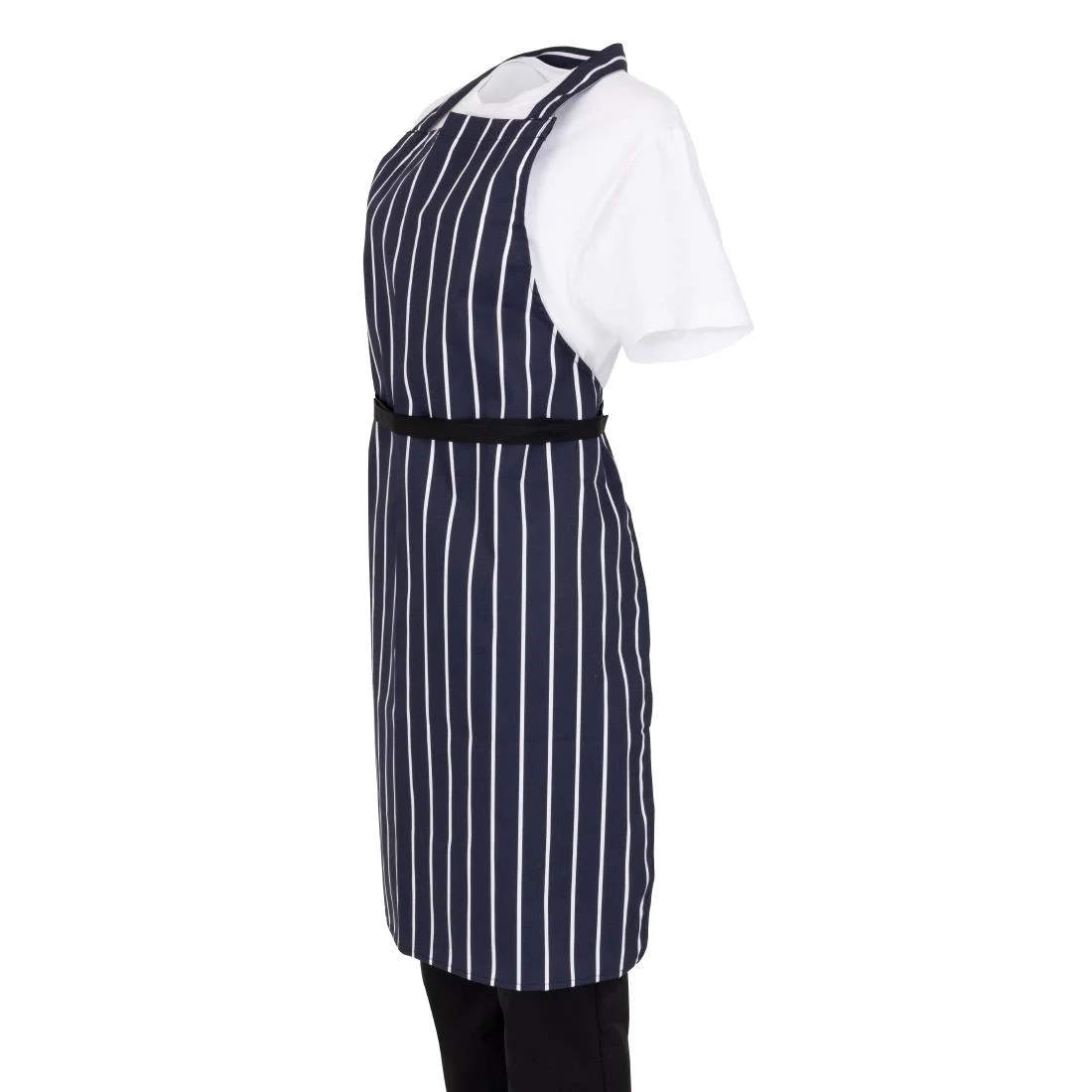 Whites Bib Apron Butchers Stripe Blue - Image 3