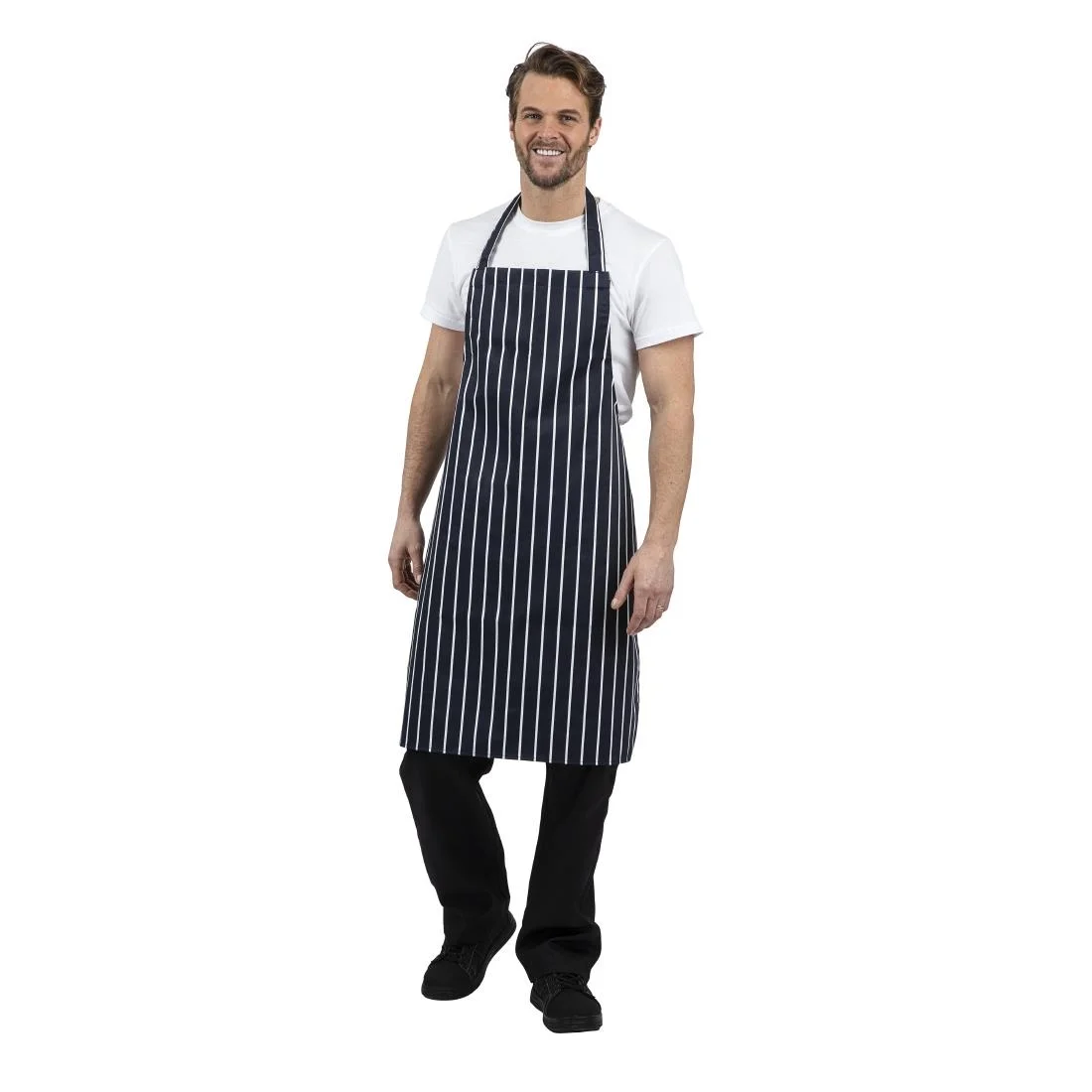 Whites Bib Apron Butchers Stripe Blue - Image 6
