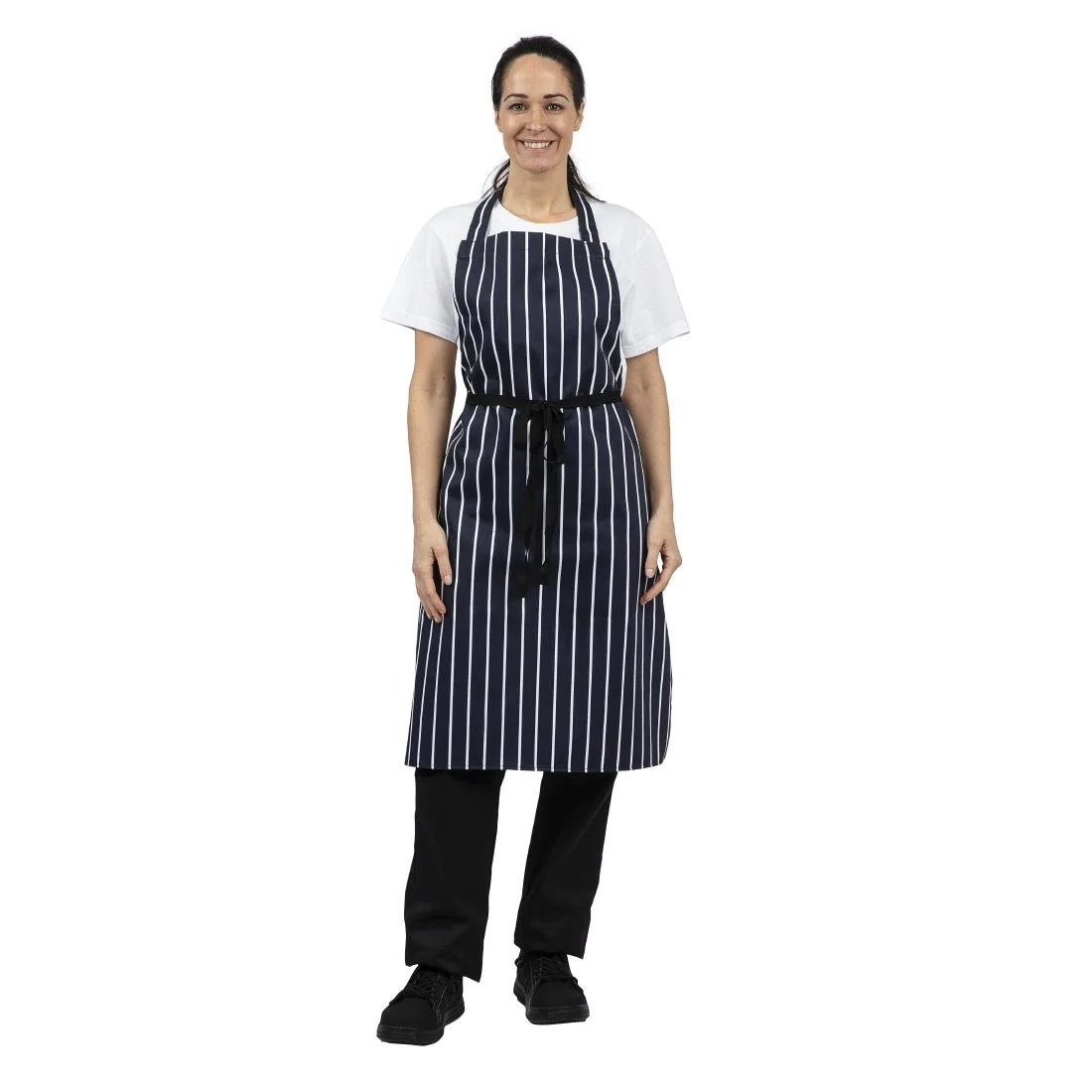Whites Bib Apron Butchers Stripe Blue - Image 7