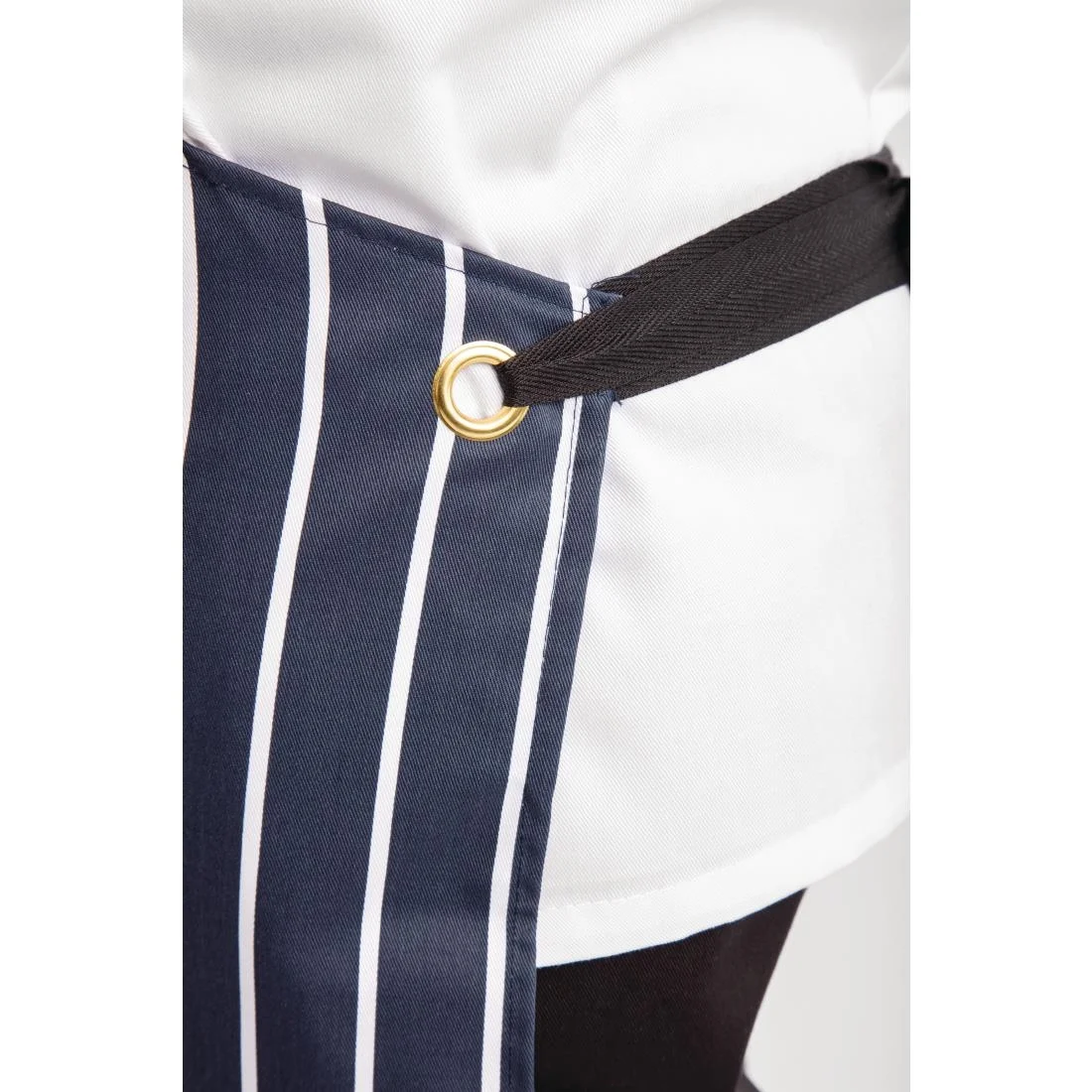 Whites Butchers Apron Navy Stripe with Pocket - Image 5