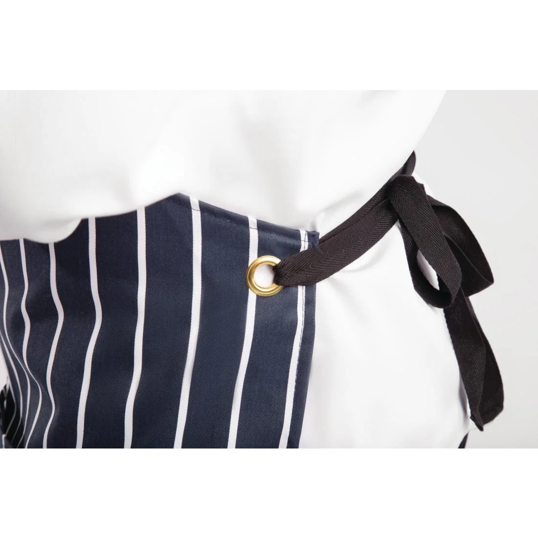 Whites Butchers Apron Navy Stripe with Pocket - Image 6