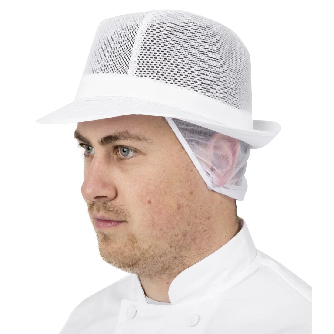 Trilby Hat with Net Snood White - Image 8