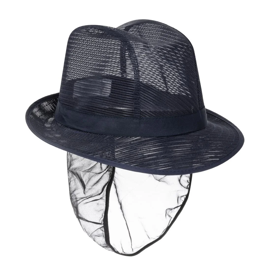 Trilby Hat with Net Snood Navy Blue - Image 5