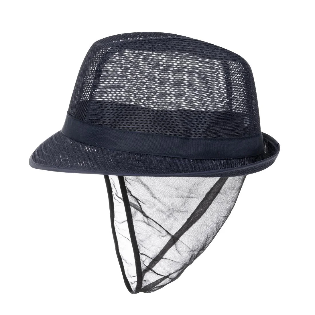 Trilby Hat with Net Snood Navy Blue - Image 6