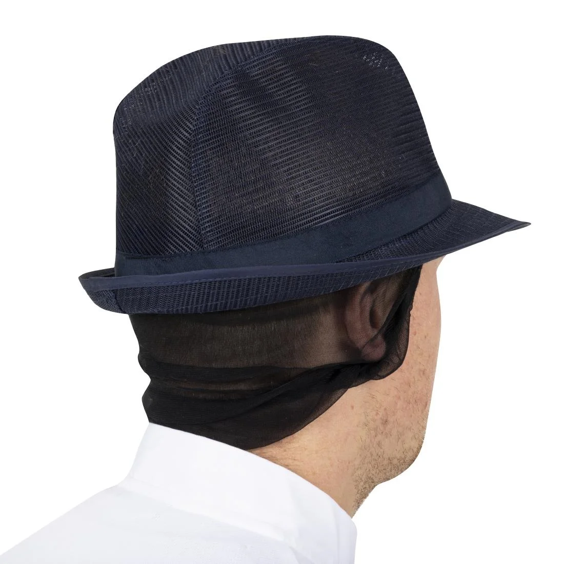 Trilby Hat with Net Snood Navy Blue - Image 10