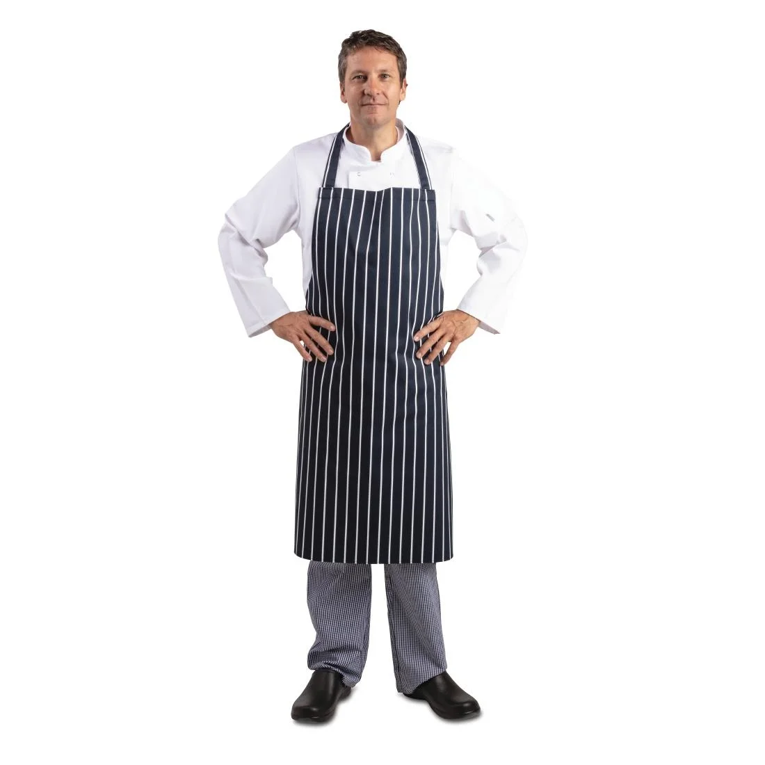 Whites Butchers Apron Navy Stripe Extra Large - Image 3