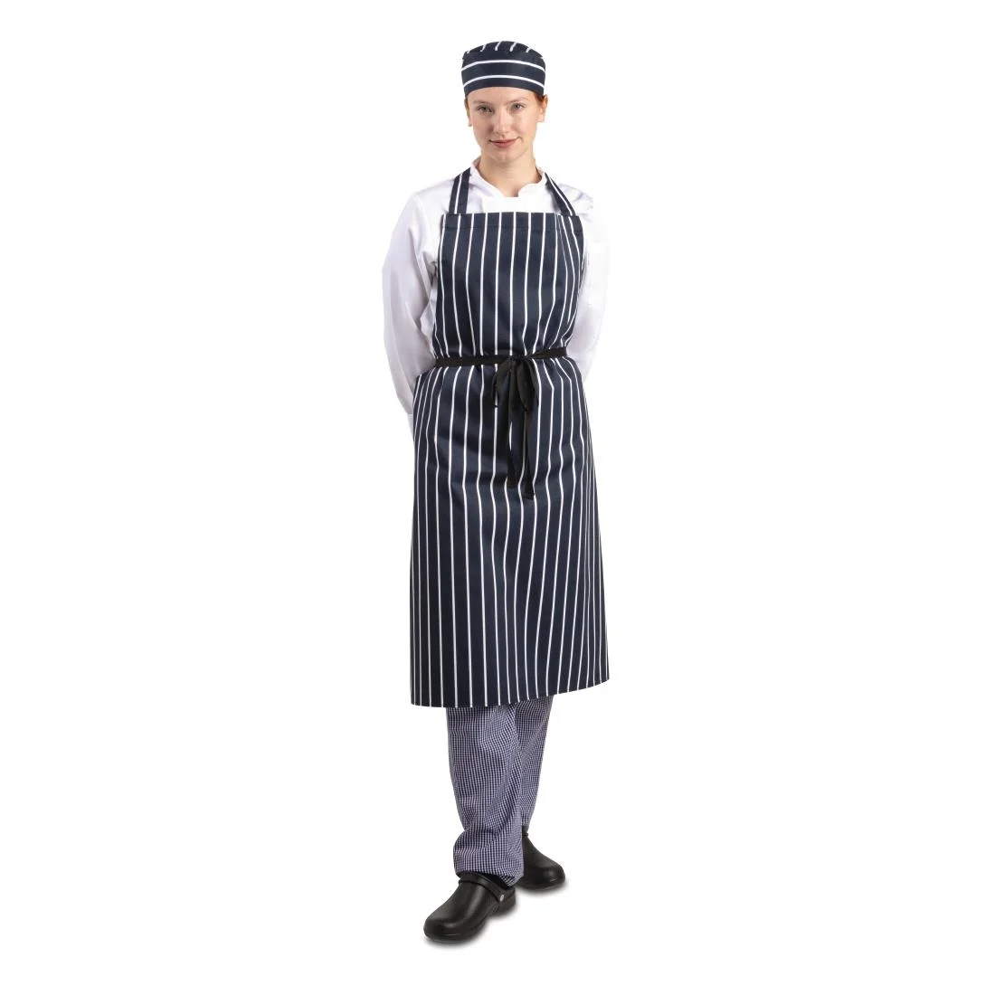 Whites Butchers Apron Navy Stripe Extra Large - Image 6