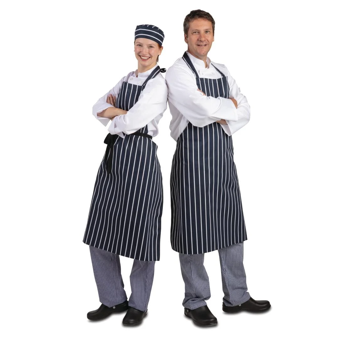 Whites Butchers Apron Navy Stripe Extra Large - Image 8