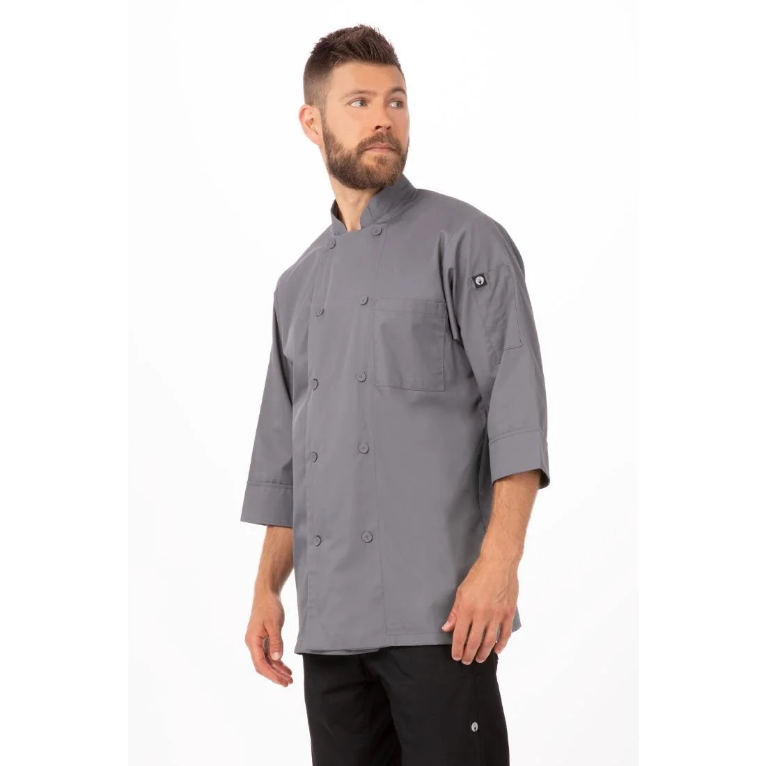 Chef Works Unisex Chefs Jacket Grey - Image 3
