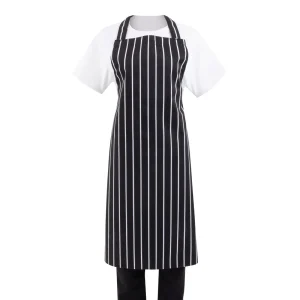 Whites Bib Apron Butchers Stripe Black