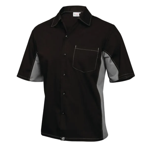 Chef Works Unisex Contrast Shirt Black and Grey XL