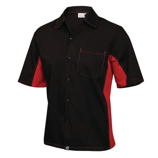 Chef Works Unisex Contrast Shirt Black and Red M