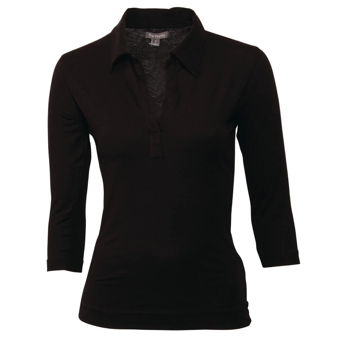 Uniform Works Womens V-Neck T-Shirt Black L - Image 2