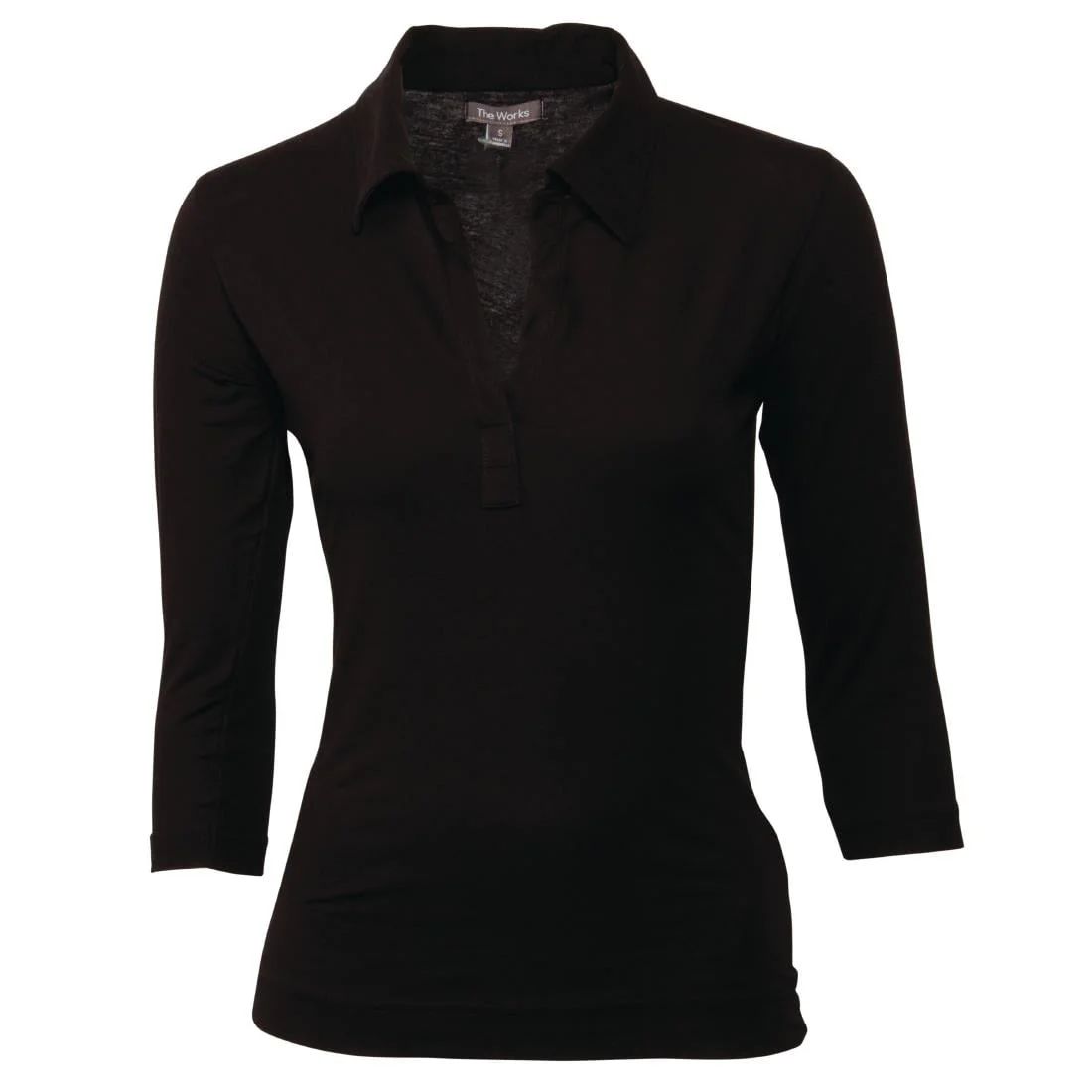 Uniform Works Womens V-Neck T-Shirt Black XS - Image 2