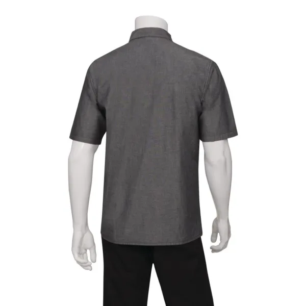 Chef Works Unisex Detroit Denim Short Sleeve Shirt Black M