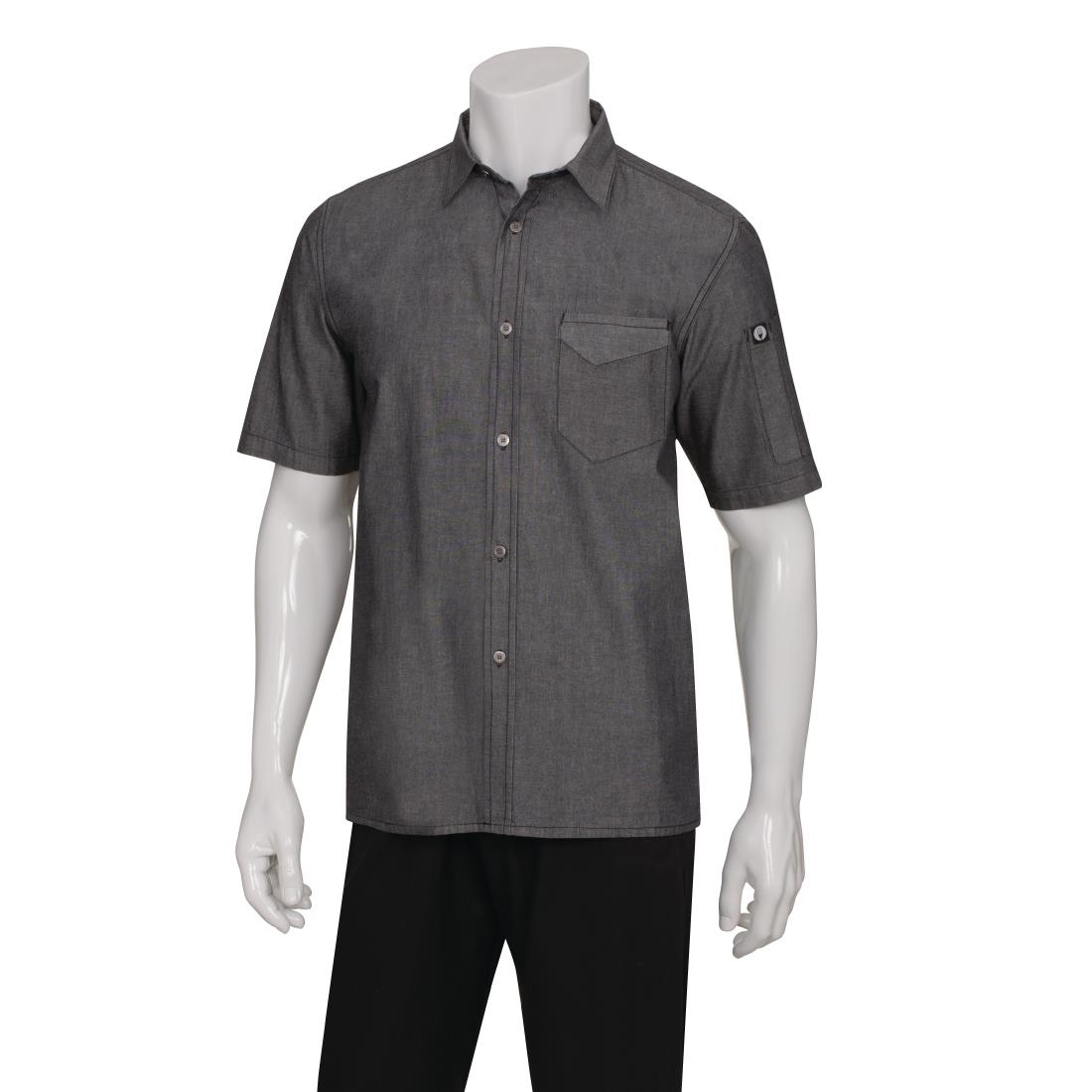 Chef Works Unisex Detroit Denim Short Sleeve Shirt Black M