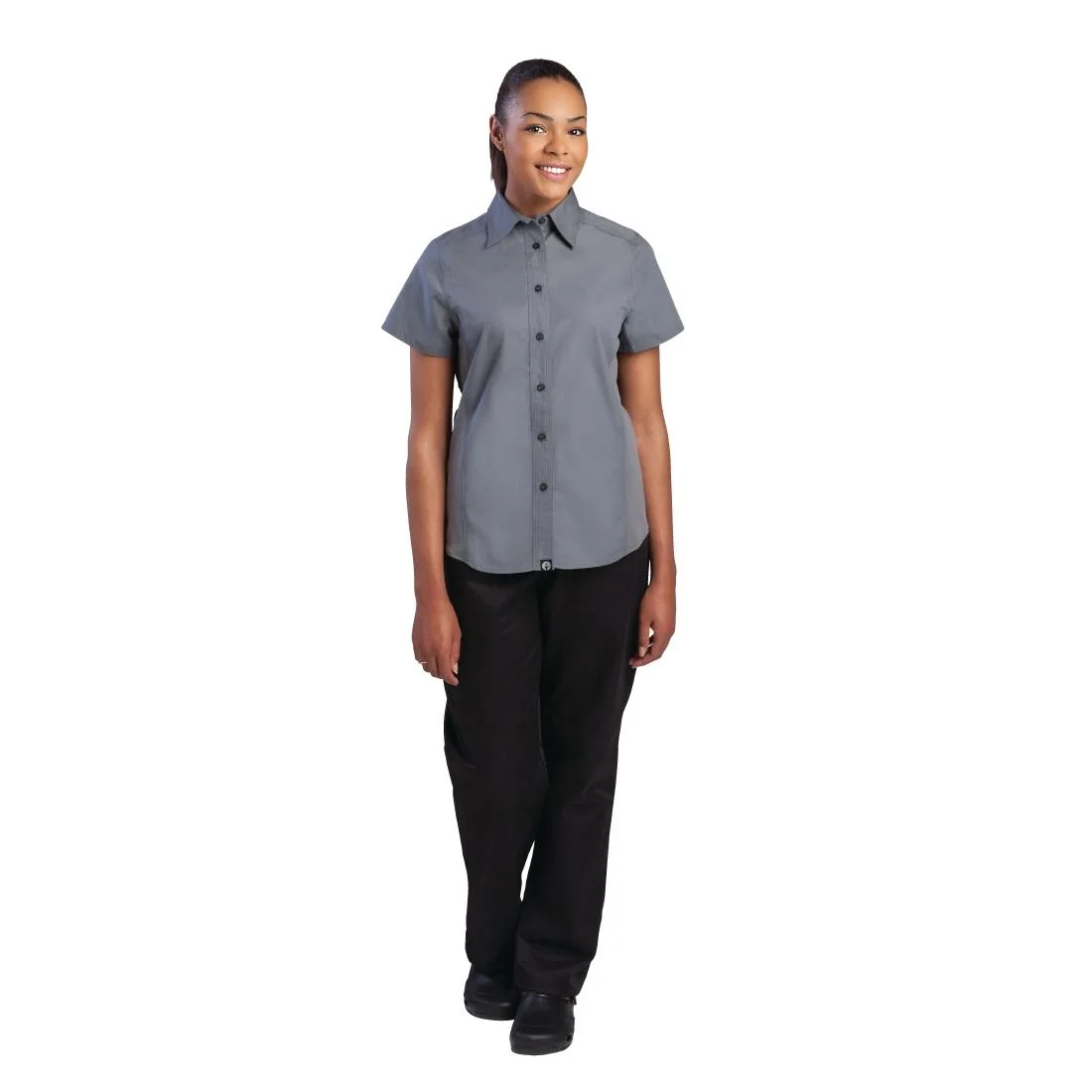 Chef Works Womens Grey Cool Vent Chefs Shirt - Image 3