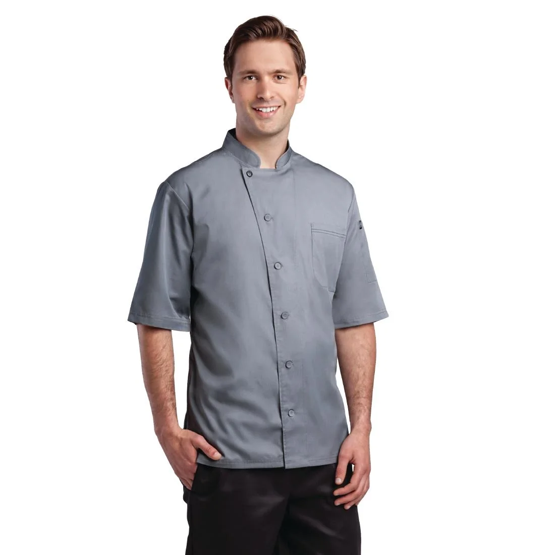 Chef Works Valais Signature Series Grey Unisex Chefs Jacket - Image 2