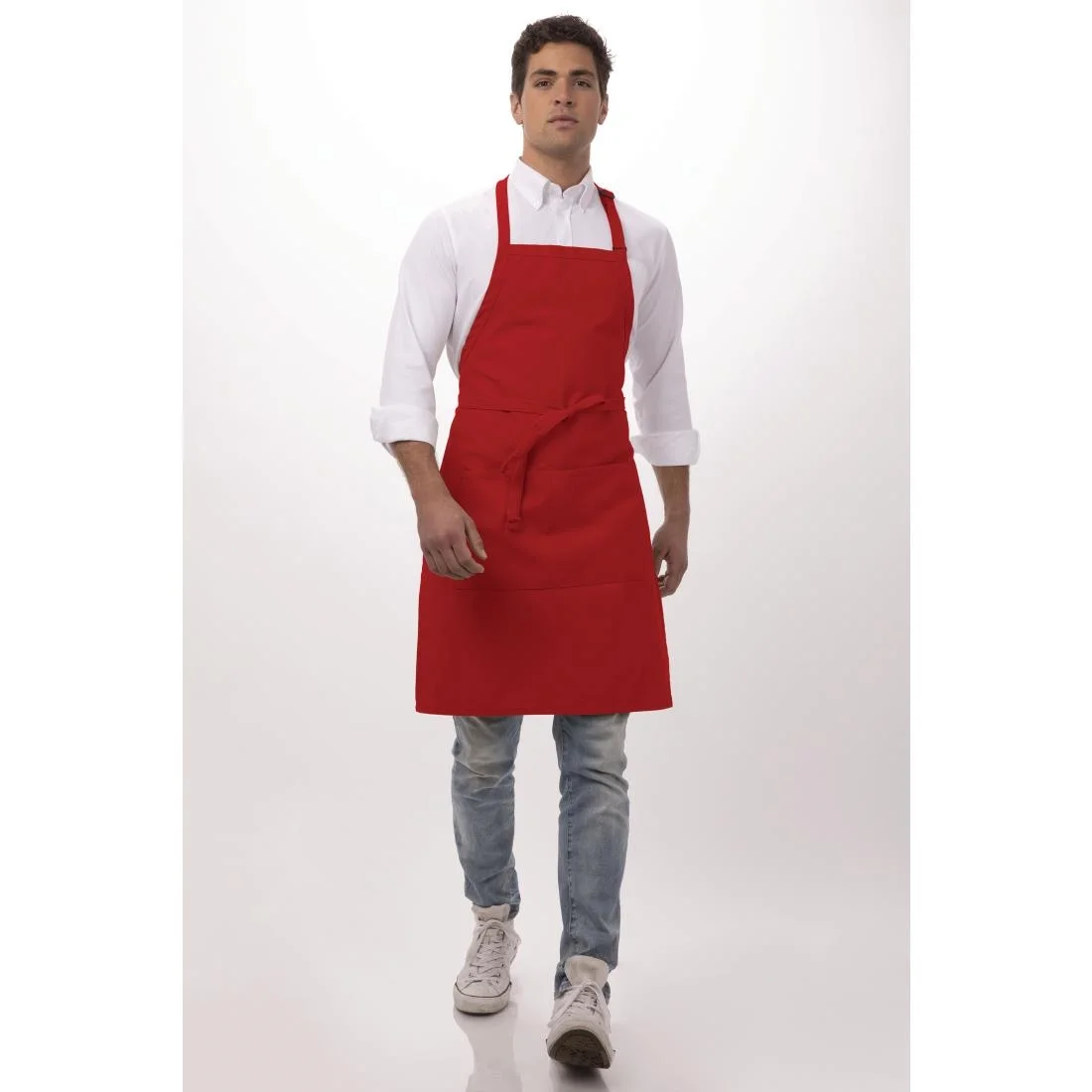 Chef Works Bib Apron Red - Image 7
