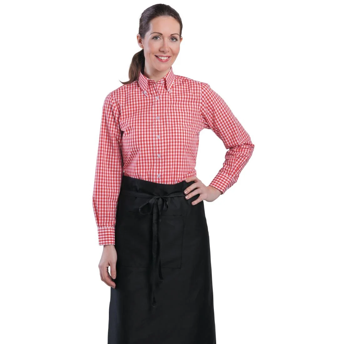 Uniform Works Womens Gingham Shirt Red L - Image 2