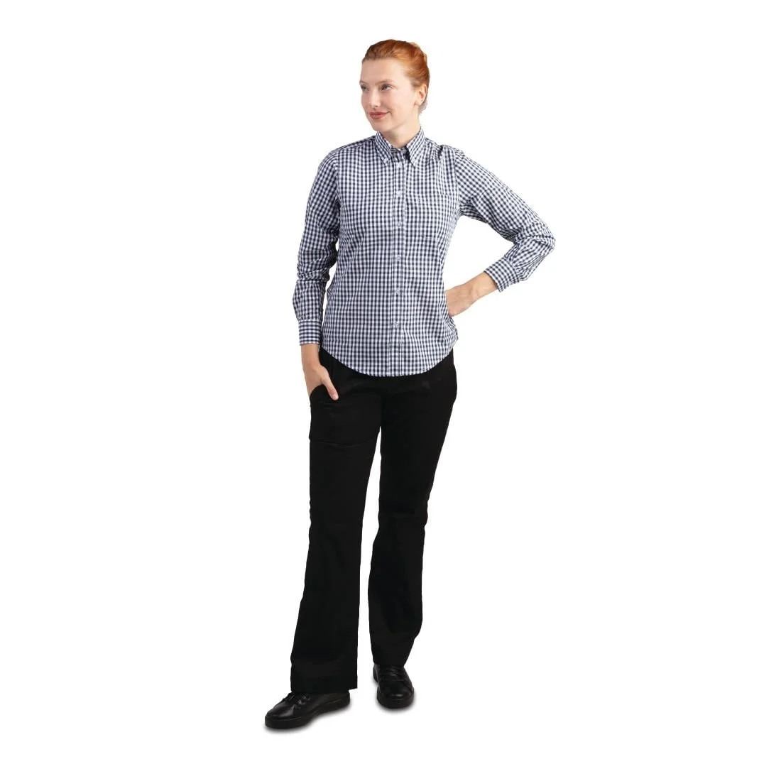 Uniform Works Womens Gingham Shirt Black M - Image 2