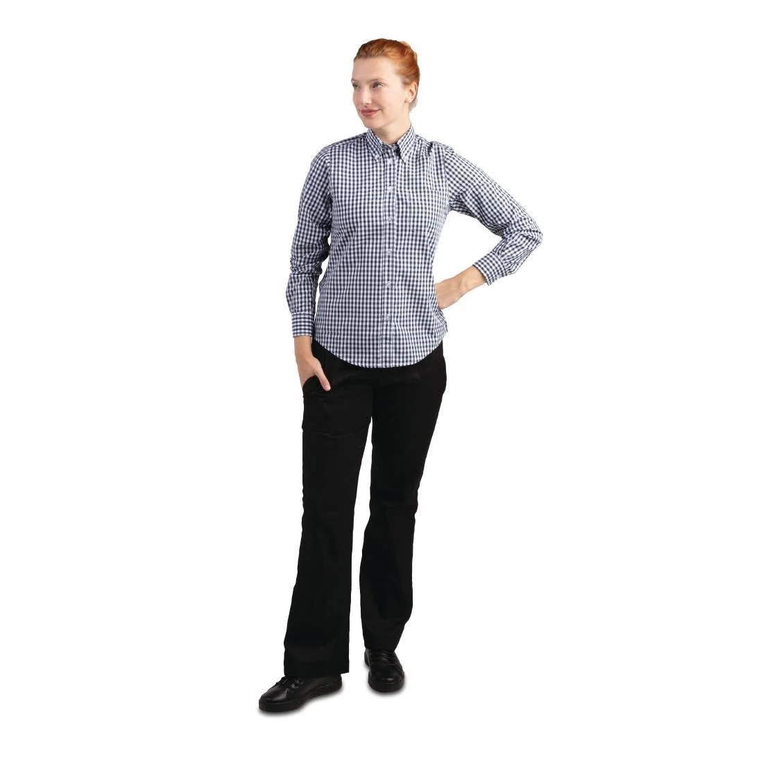 Uniform Works Womens Gingham Shirt Black L - Image 2