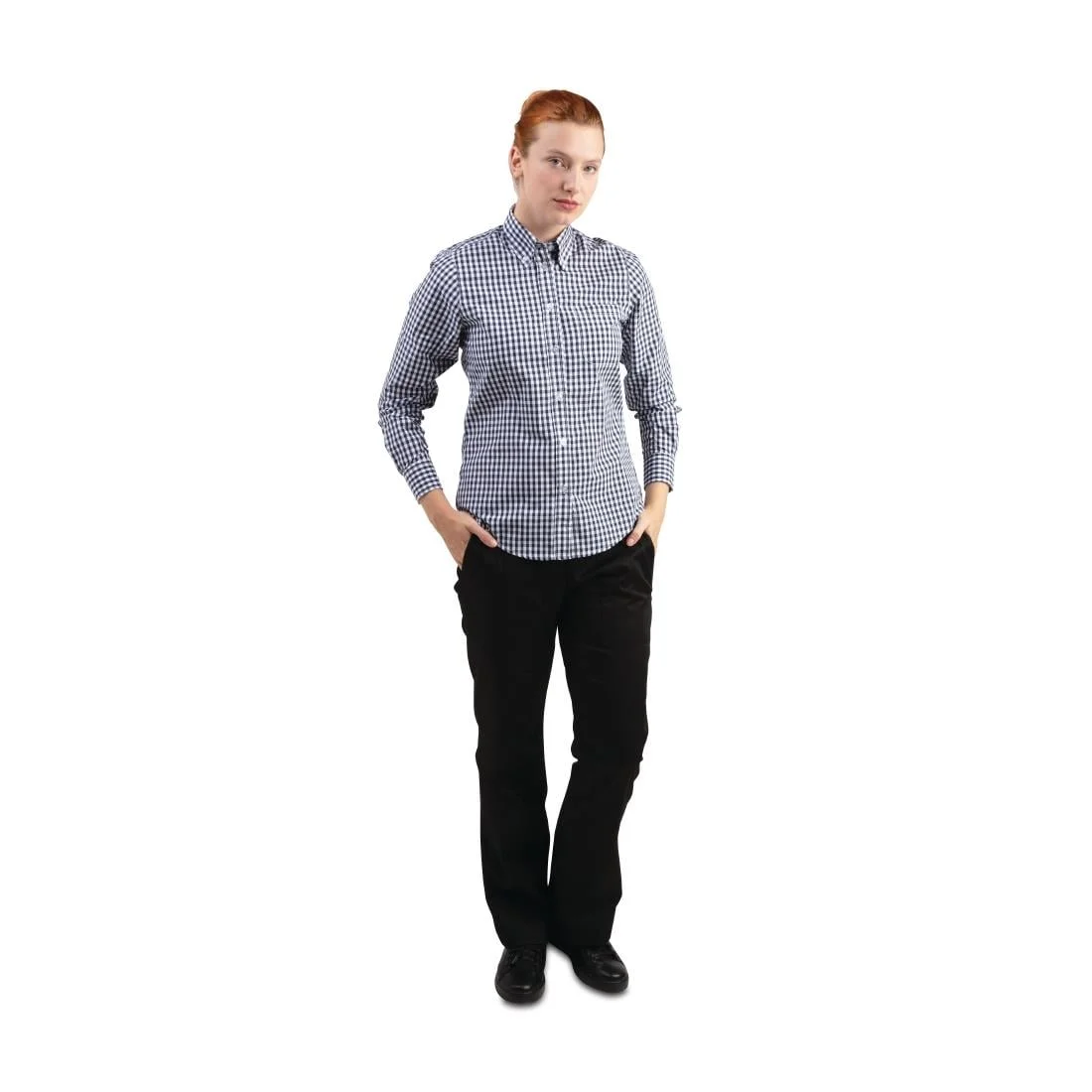 Uniform Works Womens Gingham Shirt Black M - Image 4