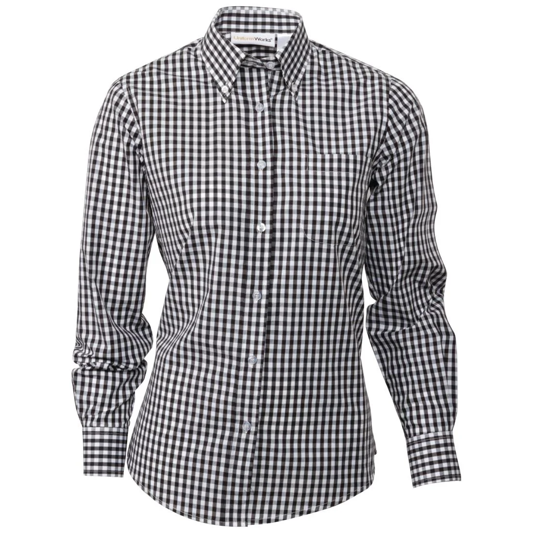 Uniform Works Womens Gingham Shirt Black L - Image 5