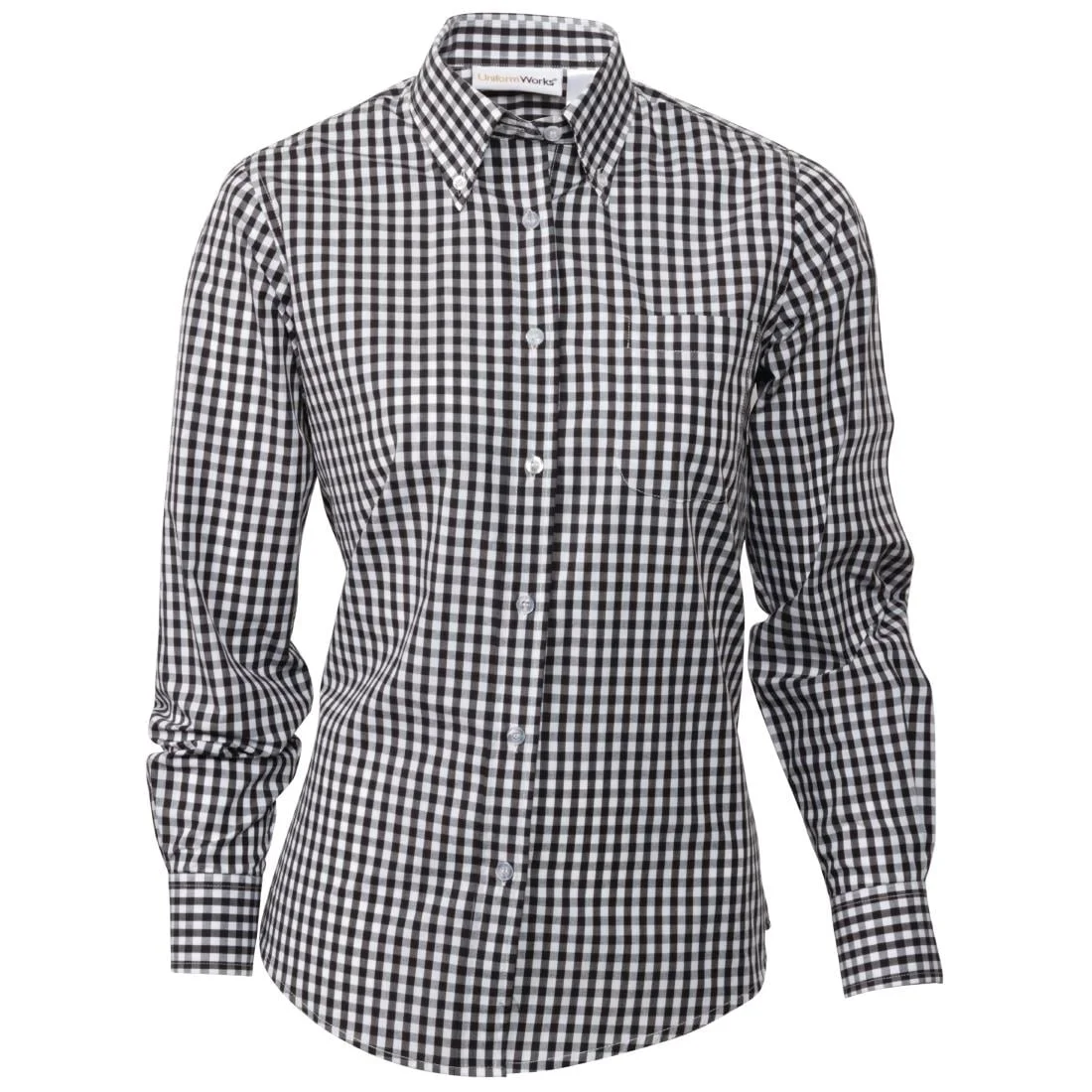 Uniform Works Womens Gingham Shirt Black M - Image 5