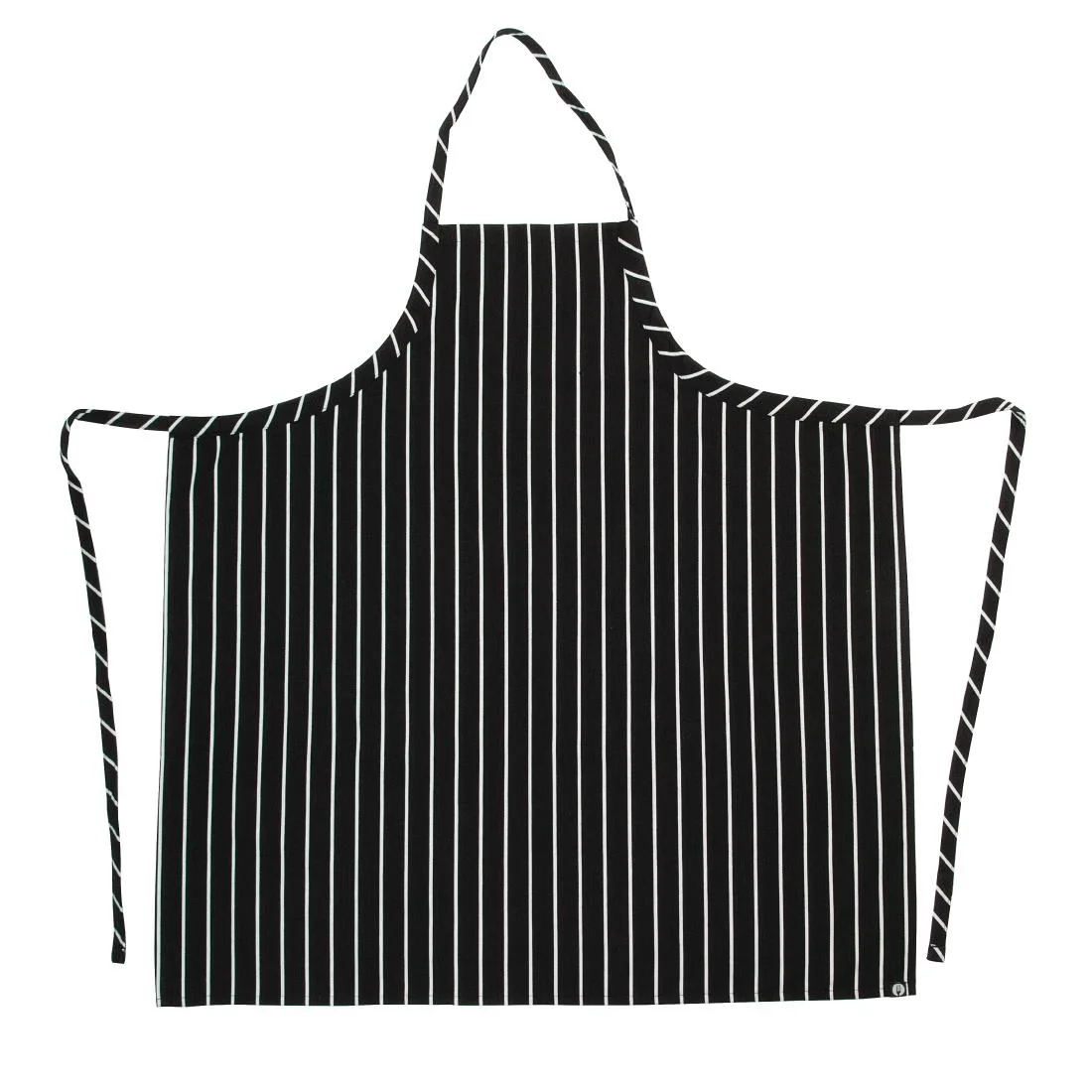 Chef Works Premium Woven Bib Apron Black and White Stripe - Image 2