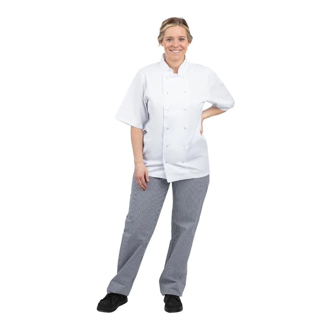 Whites Unisex Vegas Chefs Trousers Small Blue and White Check - Image 3