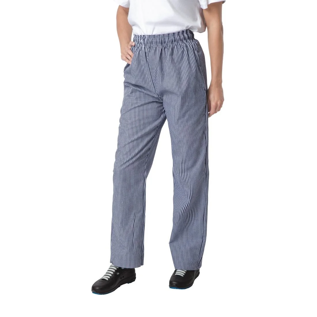 Whites Unisex Vegas Chefs Trousers Small Blue and White Check - Image 2