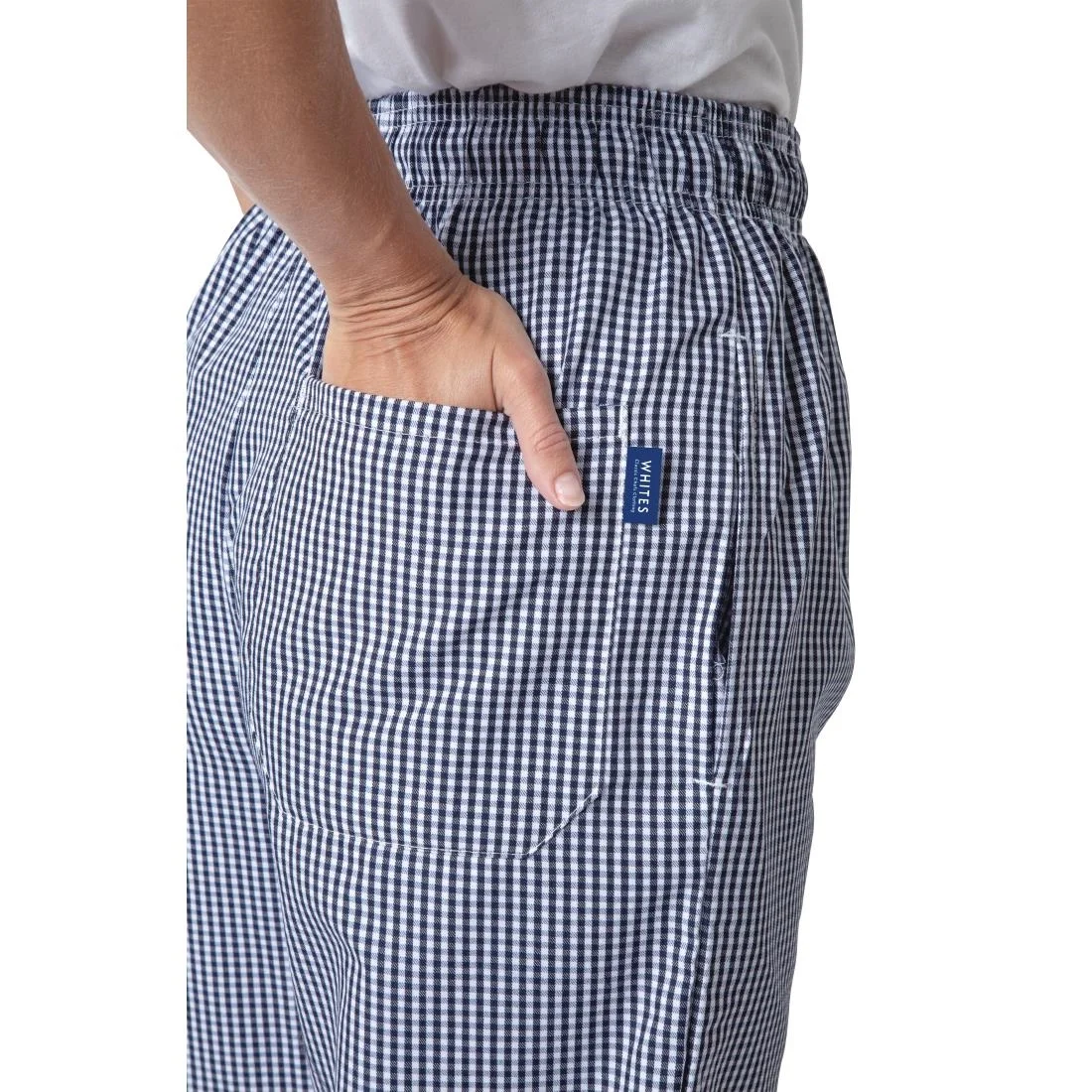 Whites Unisex Vegas Chefs Trousers Small Blue and White Check - Image 9