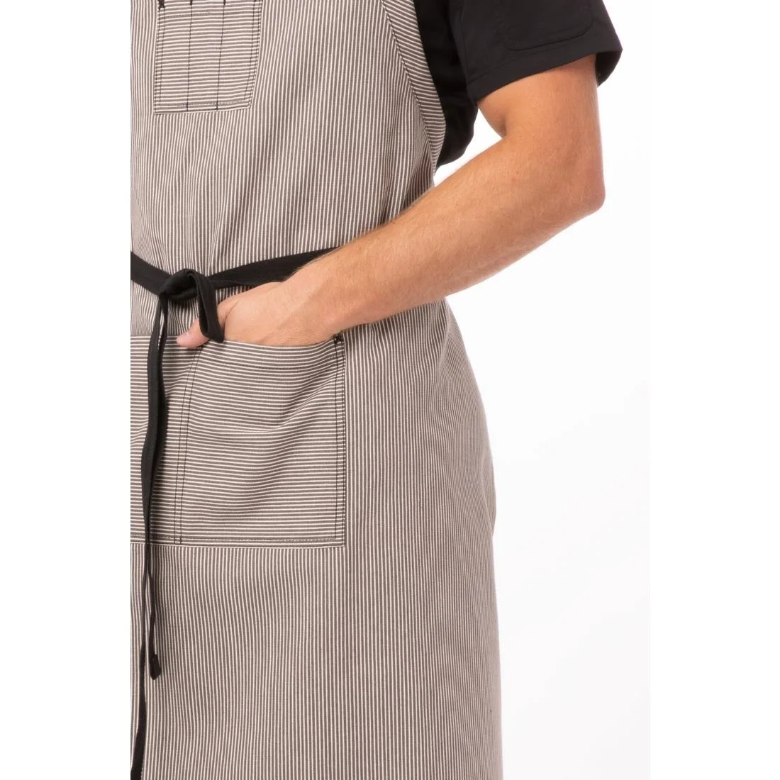 Chef Works Urban Portland Fine Stripe Bib Apron Grey - Image 2