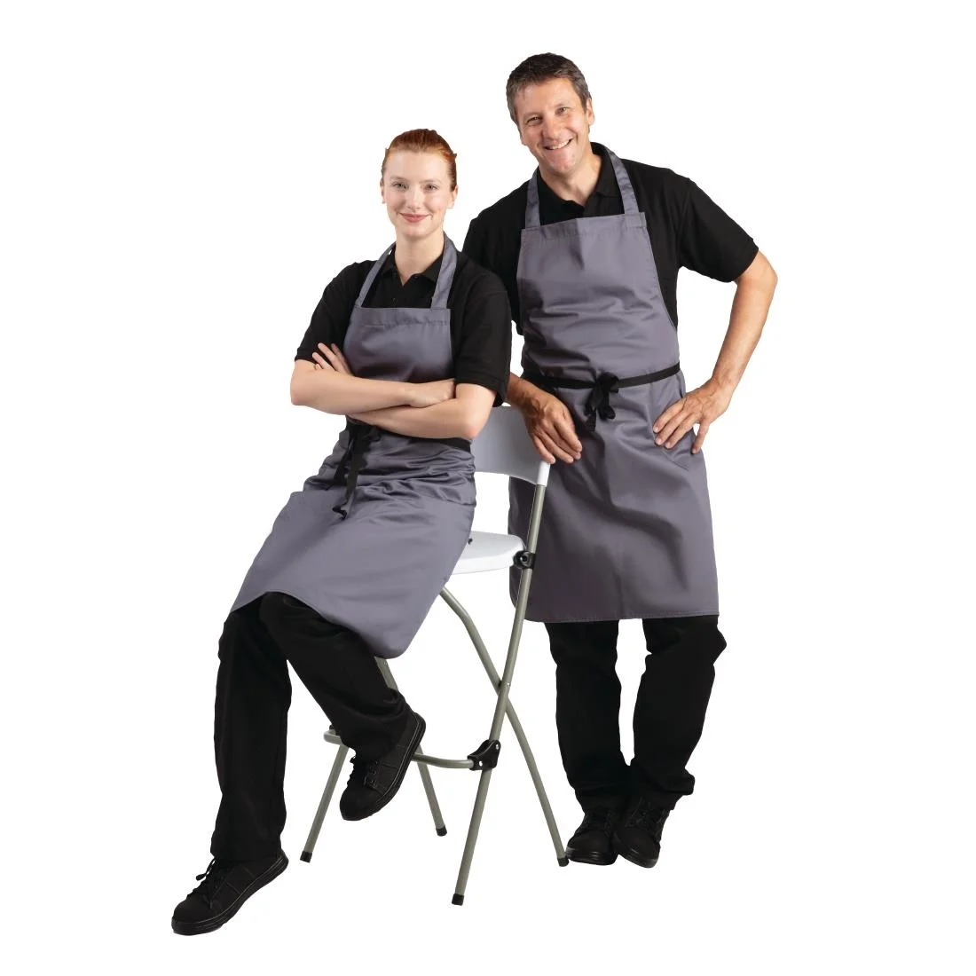 Whites Polycotton Bib Apron Charcoal - Image 3