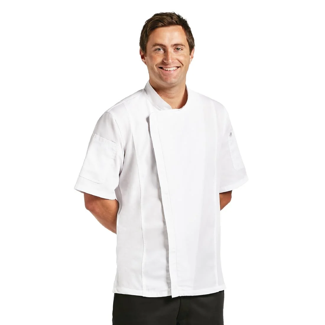 Chef Works Springfield Zipper White Mens Chefs Jacket - Image 2