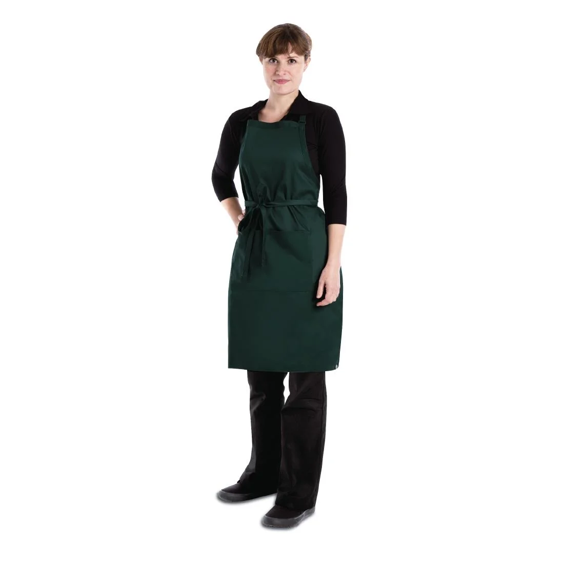 Chef Works Butchers Bib Apron Hunter Green - Image 2
