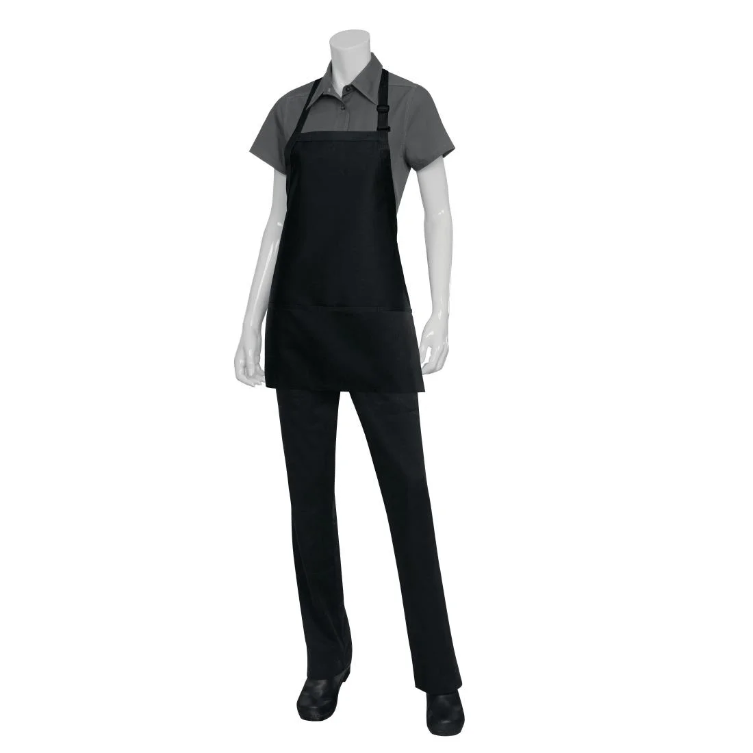 Chef Works Three Pocket Bib Apron Black - Image 2