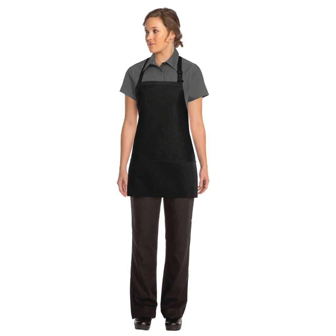 Chef Works Three Pocket Bib Apron Black - Image 3