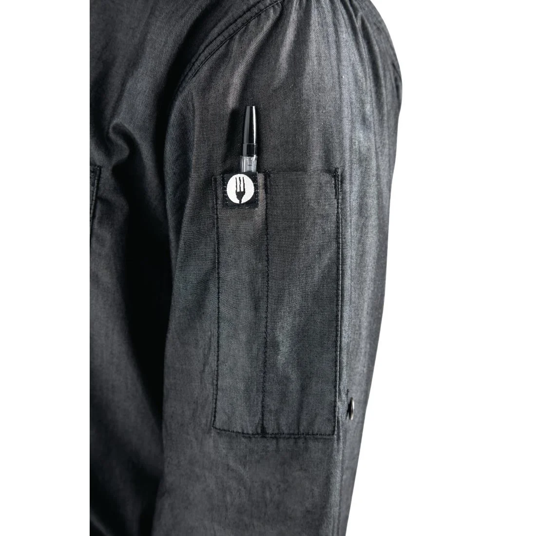 Chef Works Urban Detroit Long Sleeve Denim Shirt Black XL - Image 2
