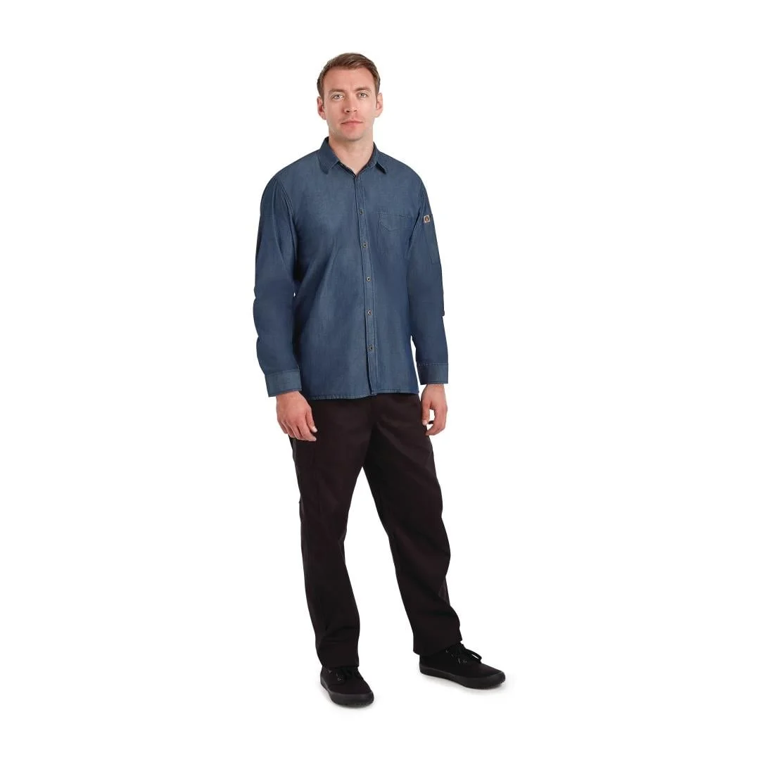 Chef Works Urban Detroit Long Sleeve Denim Shirt Blue XL - Image 2
