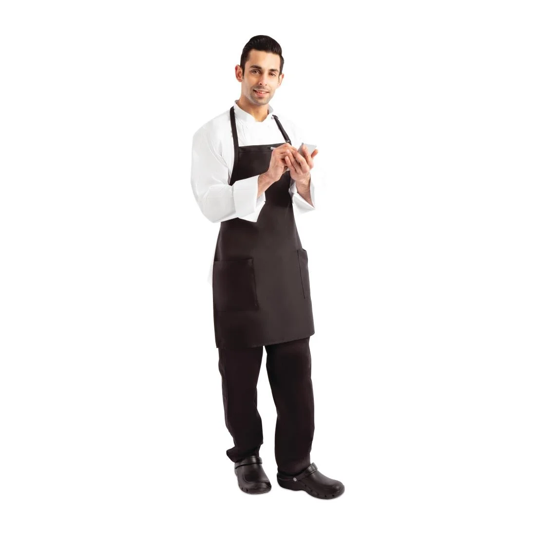 Chef Works Two Patch Pocket Bib Apron Black - Image 4