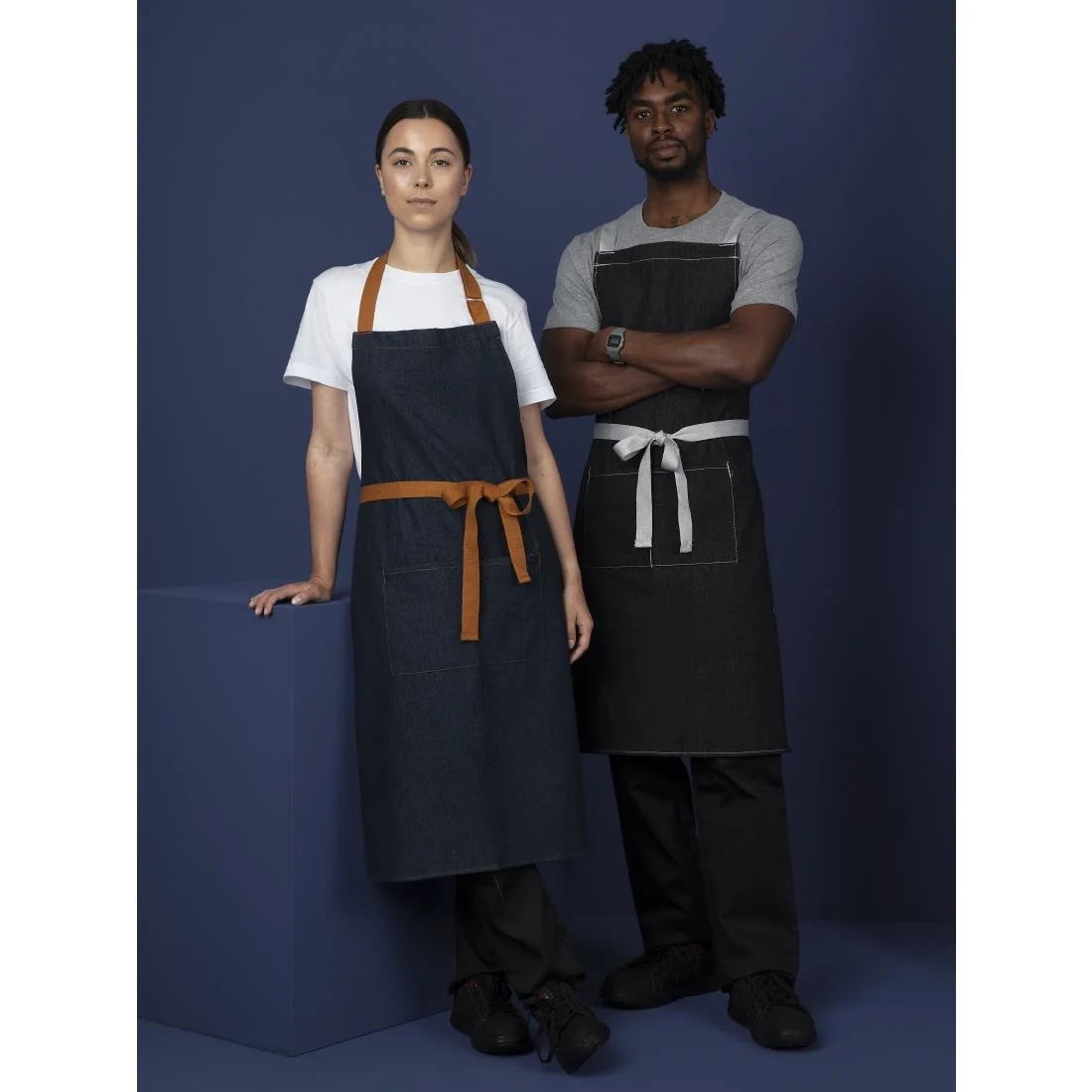 Southside Bistro Apron Denim-Blue With Tan Ties - Image 7