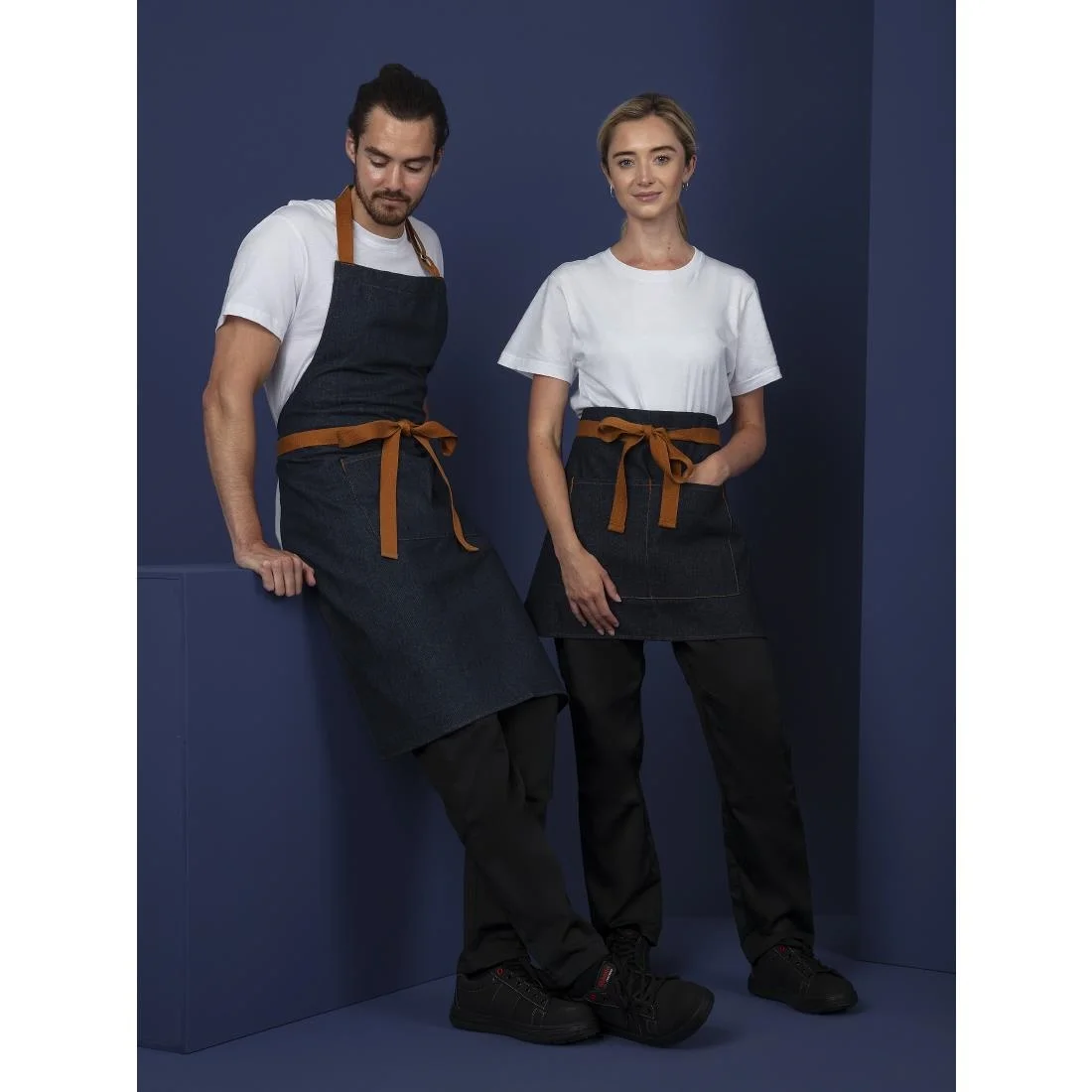 Southside Bistro Apron Denim-Blue With Tan Ties - Image 9