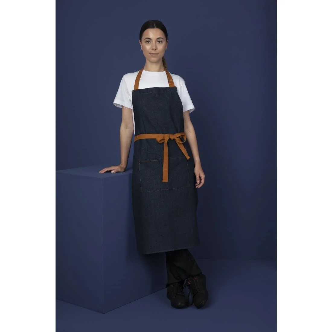 Southside Bistro Apron Denim-Blue With Tan Ties - Image 12